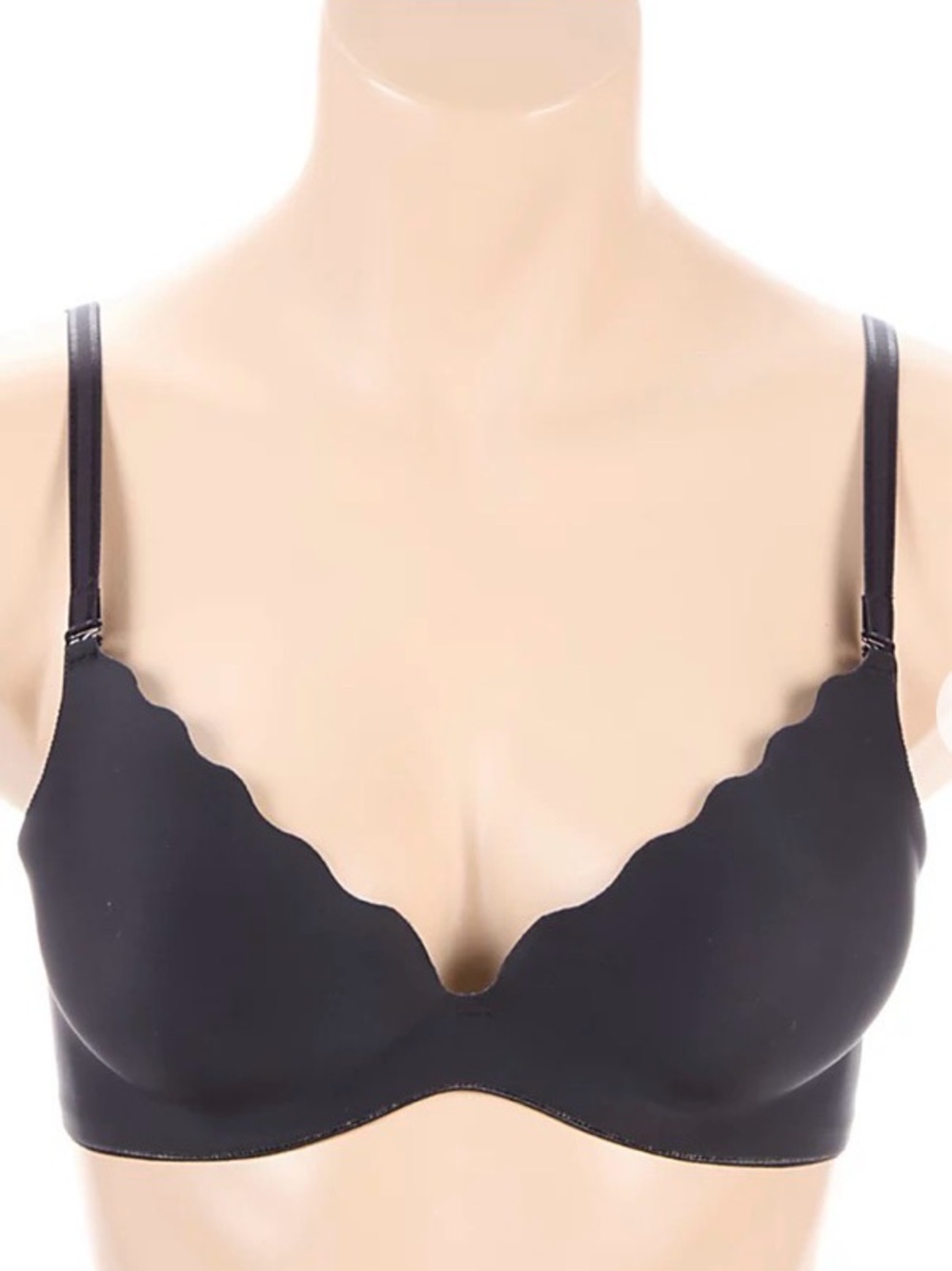 Seamless Scallop-Edge Bra - Black